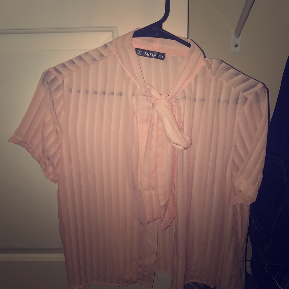 Shein see thru shirt pink